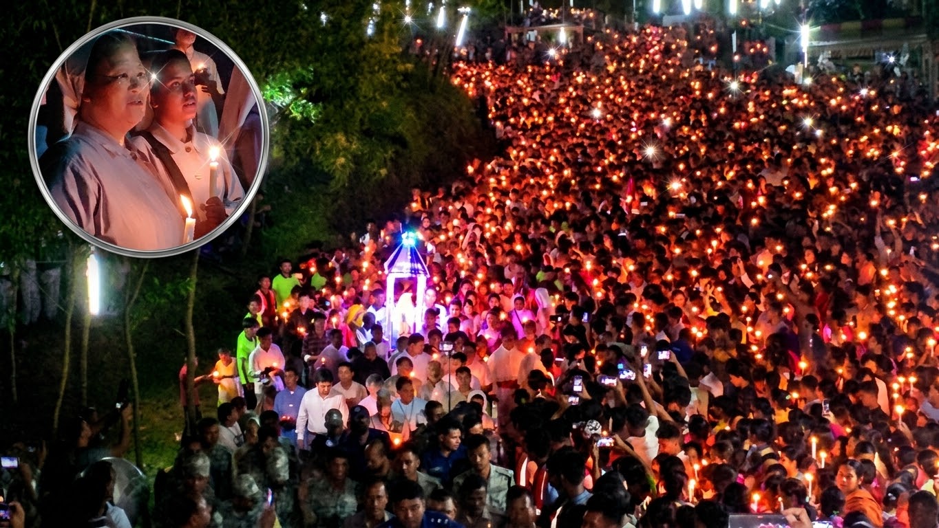 মোমবাতির আলোয় আলোকিত গারো পাহাড়, মিছিলে ৫০ হাজার তীর্থযাত্রী